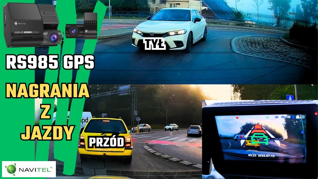 Nagranie z jazdy | Dzień & Noc | Kamera Przód, Tył i Ostrzeżenia | Navitel RS985 GPS