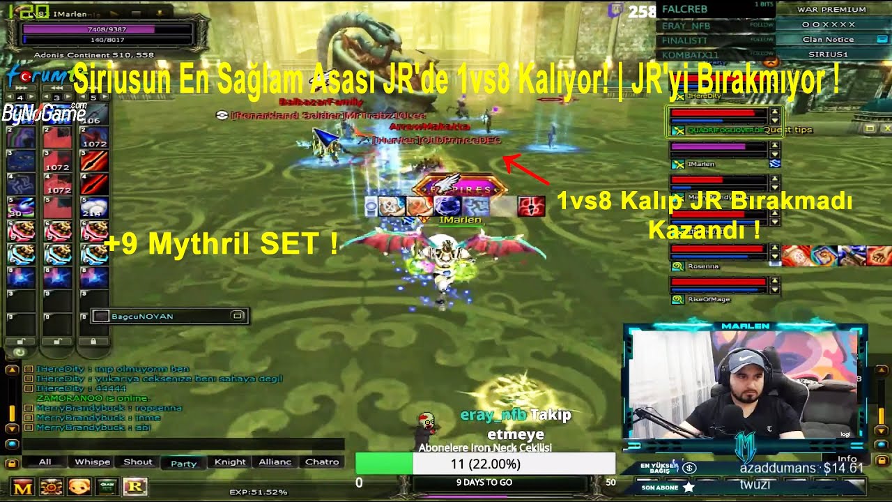 MARLEN - Siriusun En Sağlam Asas Charı JR'de 1vs8 Kalıyor! | JR'yi Bırakmıyor ! | Knight Online