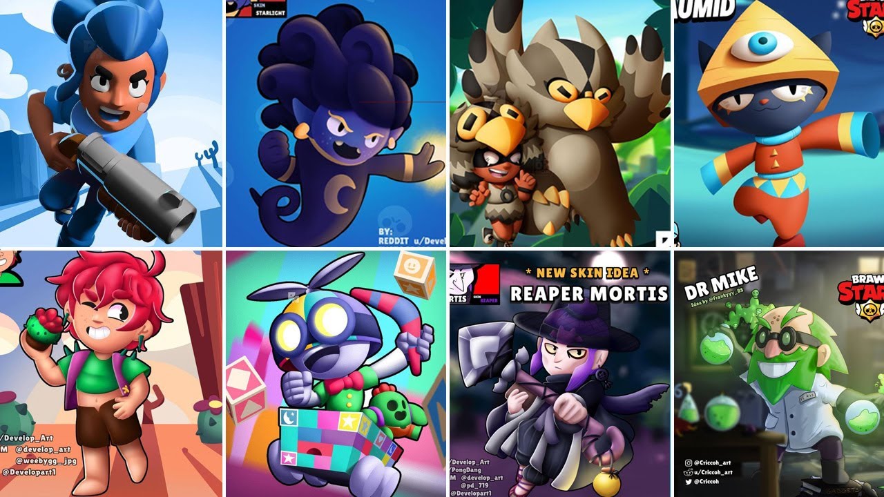 70 Brawlers & Skins Idea In Brawl Stars