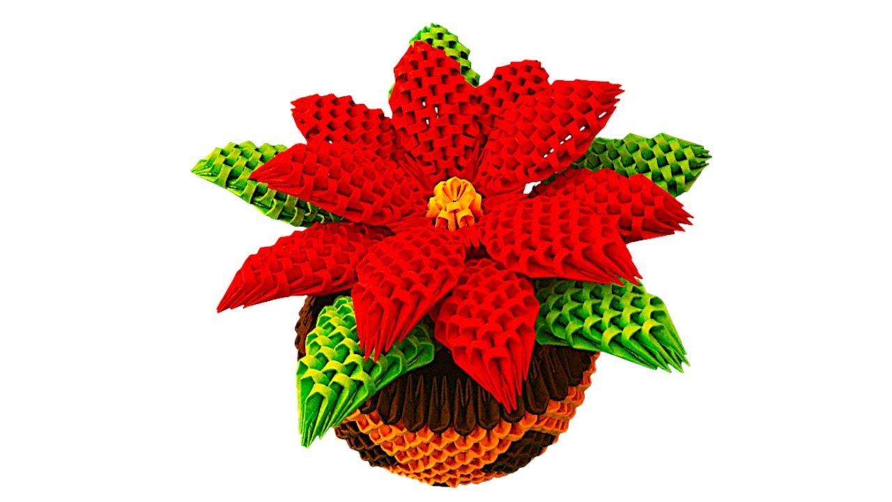 3D Origami Poinsettia Flower – Part 2 | Paper Christmas Flower Tutorial
