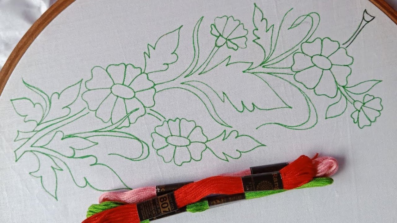 Hand Embroidery Tutorial-99,Latest Border design Stitching for Dresses, Border Pattern