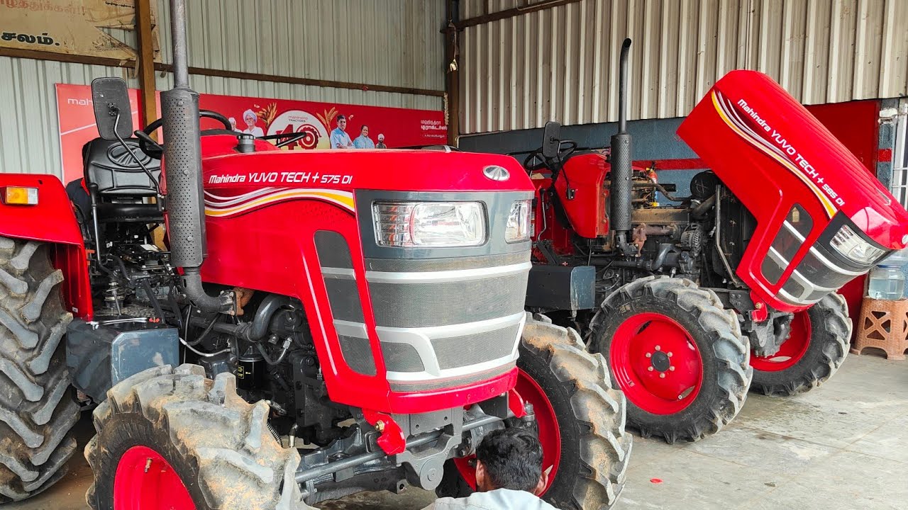 Mahindra yovo tech Plus 585 4wd tractor goes to engine and front groun first oil service in company
