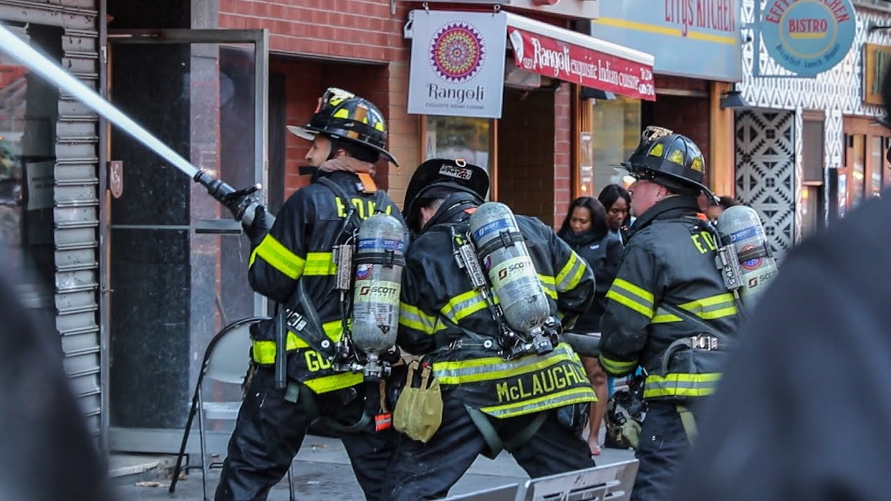 [ Manhattan 10-75 Box 1045 ] Firefighters Battle All-Hands Fire in 2nd Avenue Deli - Upper East Side