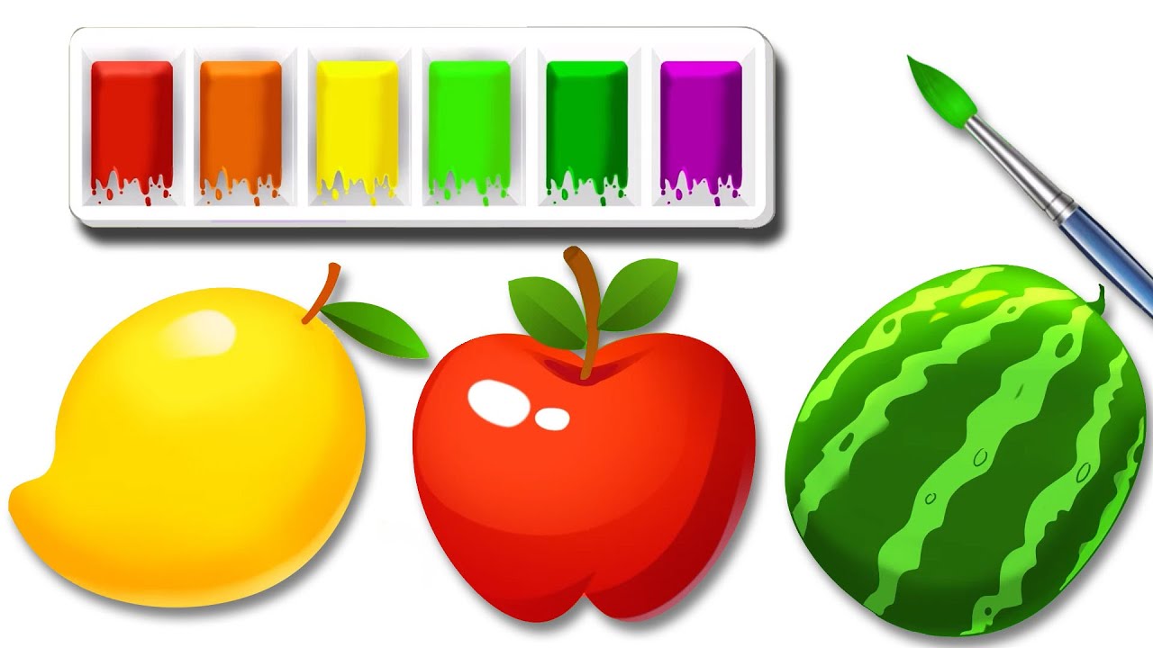 Fruit Coloring With Mango  🎨🥭  जाने फलों के नाम | Learn Fruits Name In Hindi