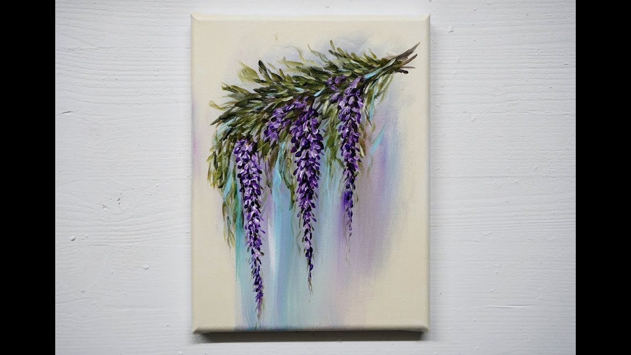 How To Paint Wisteria, Easy Painting, Easy Acrylic Painting / Blauregen malen, Acrylmalerei, V447
