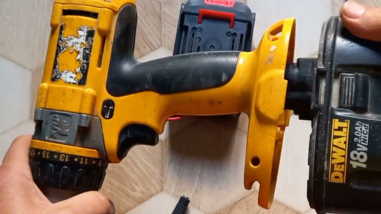 تصليح دريل بطارية(Dewalt 18v) بها محرك عاطل و بطارية تالفة
