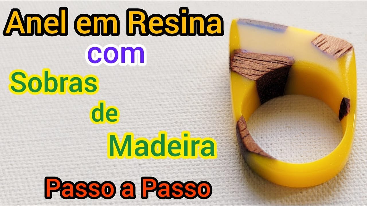 Como fazer ANEL DE RESINA com sobras de madeira passo a passo #anelderesina