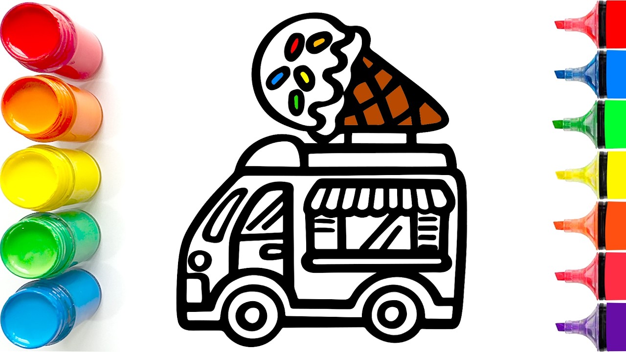 Drawing and Coloring an Ice Cream Truck | Easy Step by Step Tutorial for Beginners