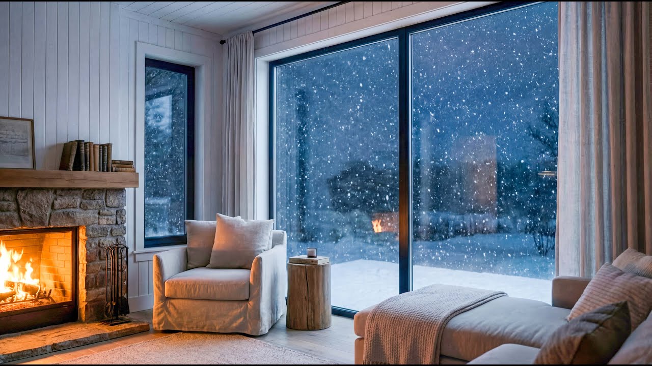 🎹 Soothing Piano with Fireplace Warmth  White Lounge for 5 Hours  Mind Relax Healing Focus Study