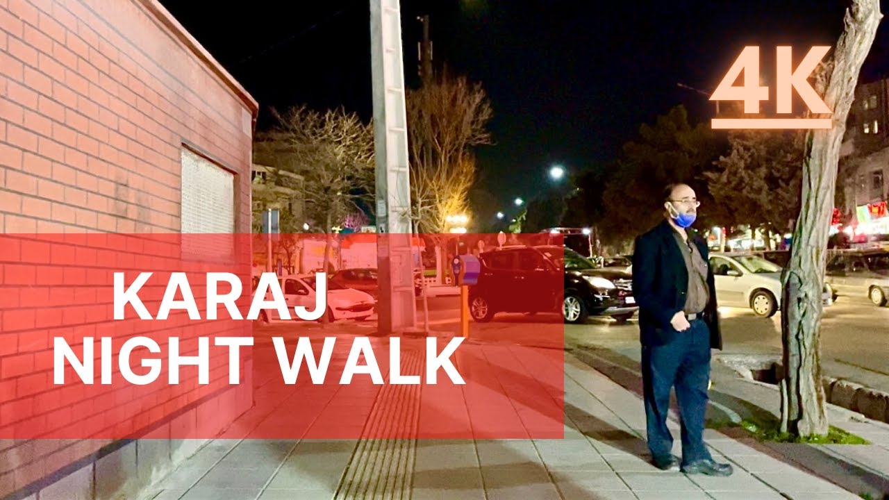 IRAN,KARAJ,GOHARDASHT, 2022 | Night Walk on Moazzen Boulevard | 4K Video