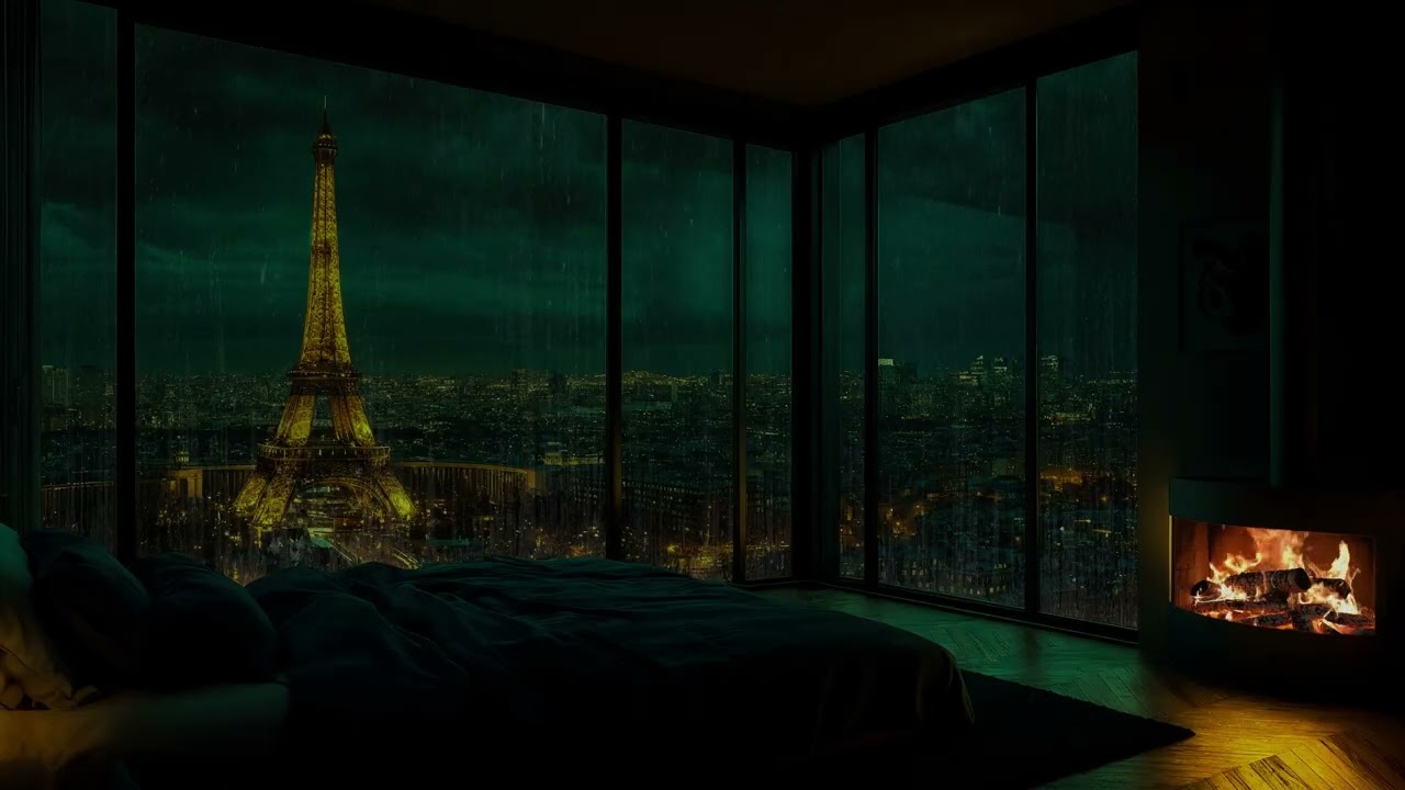 😴 99% FALL ASLEEP IN SECONDS with INTENSE City Rain & Fire Sounds in Cozy Cabin 🔥😴