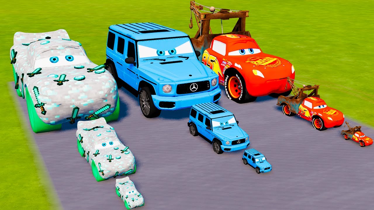 Big & Small McQueen Mine & Mater VS Train | BeamNG.drive