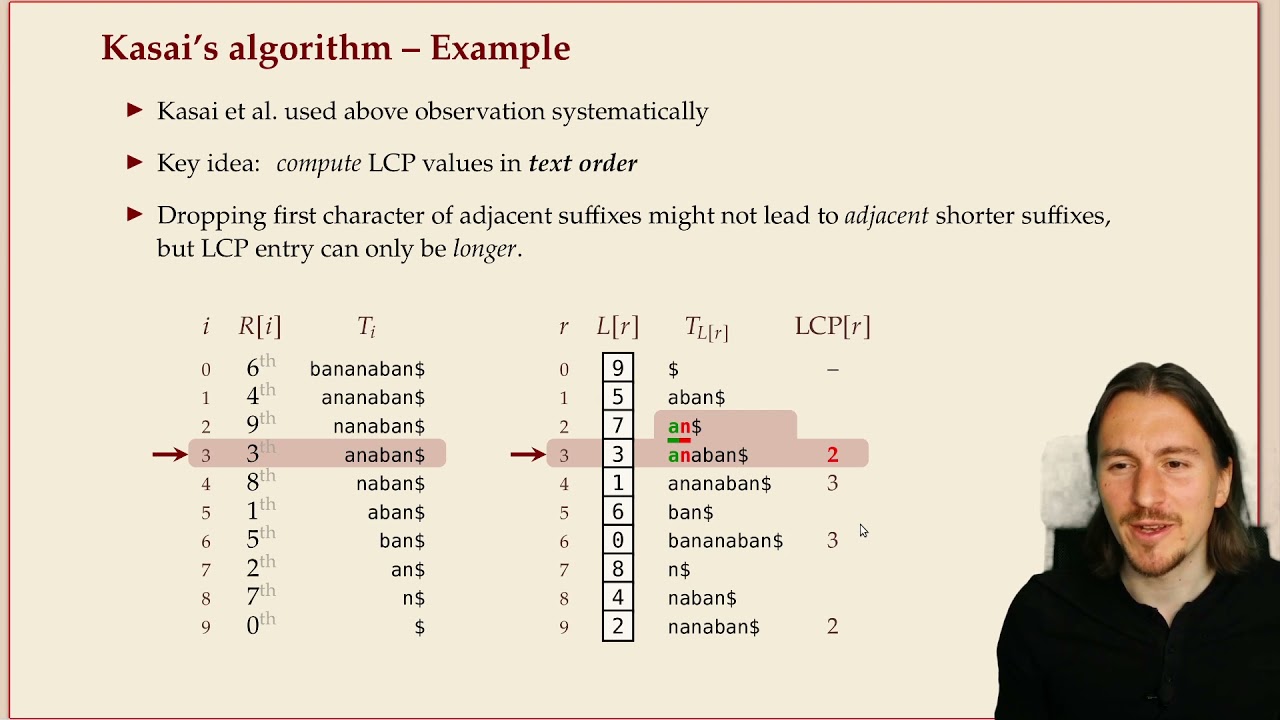 COMP526 6-10 §6.7 LCP array construction & back to suffix trees