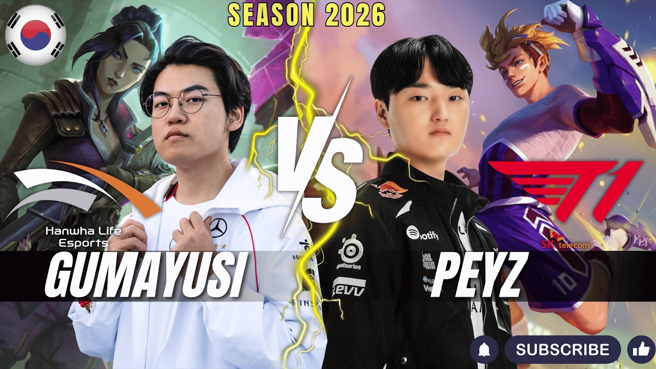 HLE Gumayusi vs T1 Peyz - Gumayusi CAITLYN vs Peyz EZREAL ADC - Patch 26.7 KR Ranked | lolrec