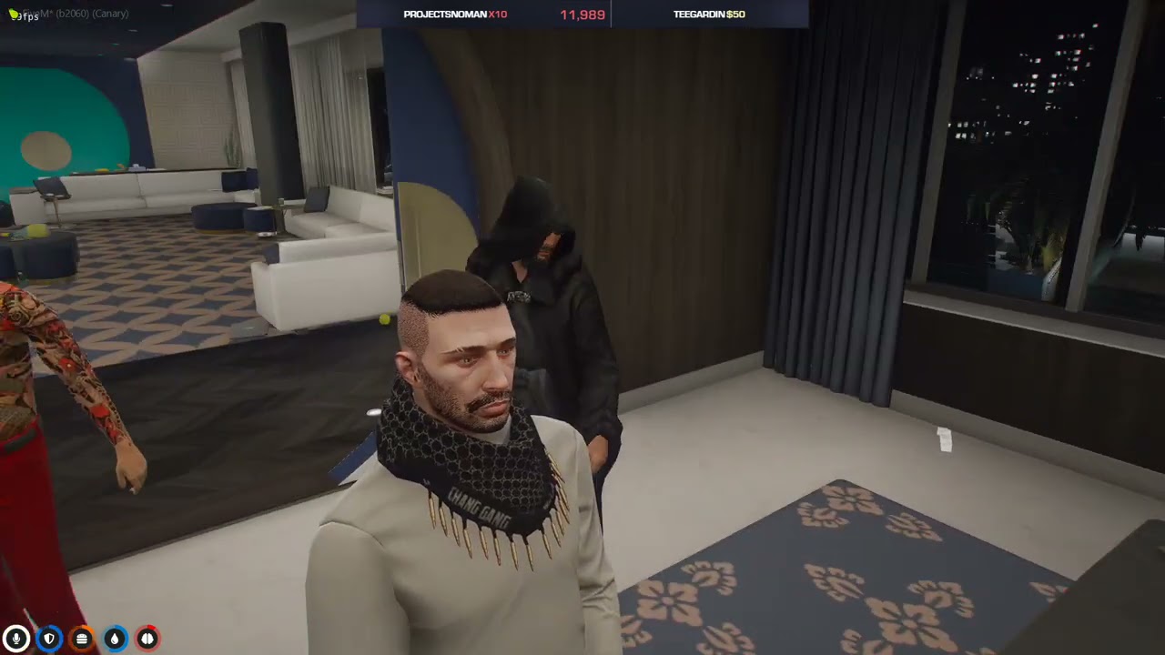 Ramee talks to dean and leslie in the pent house of the casino