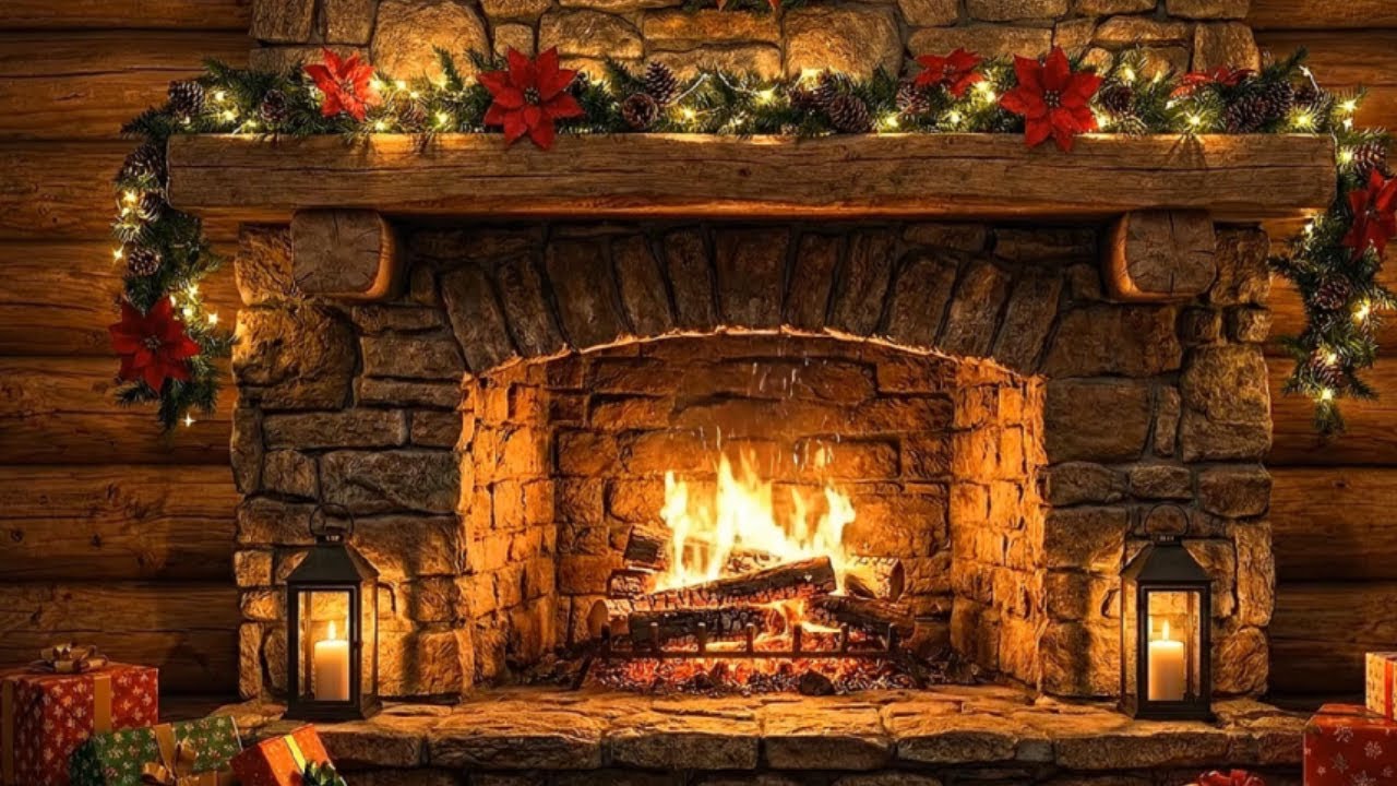 Winter Fireplace Night Ambience 🔥 Crackling Fire Sounds for Sleep, Calm and Stress Relief