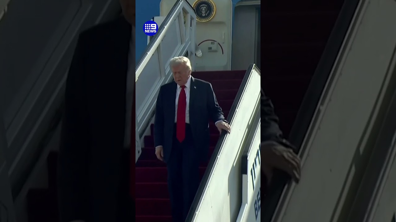 Donald Trump lands in Israel | 9 News Australia
