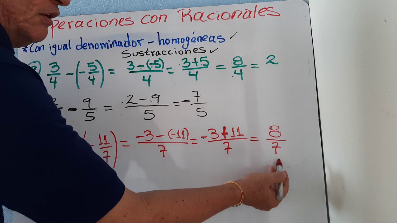 Sustracción de fracciones con igual denominador