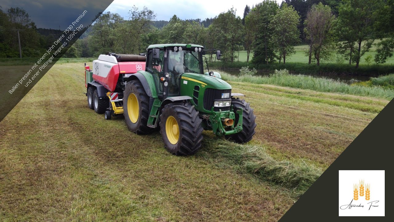 Siloballen pressen | John Deere 7530 Premium | Pöttinger Impress 155 VC Pro