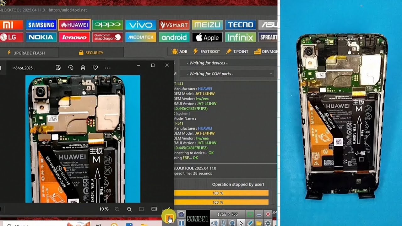 Huawei Y6s remove FRP Test Point with Unlock Tool