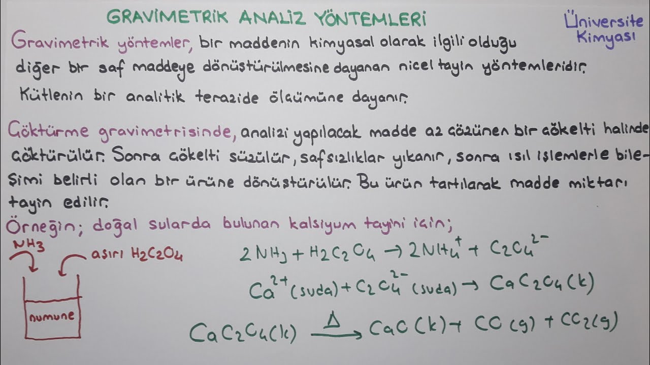 ANALİTİK KİMYA-Gravimetrik Analiz Yöntemleri-Gravimetrik Verilerden Sonuçların Hesaplanması 1