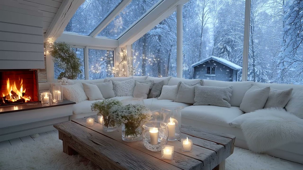 🎹🌼 Relaxing Piano Lounge for Deep Focus, Study & Meditation | Snowfall & Candlelight 3-Hour Music