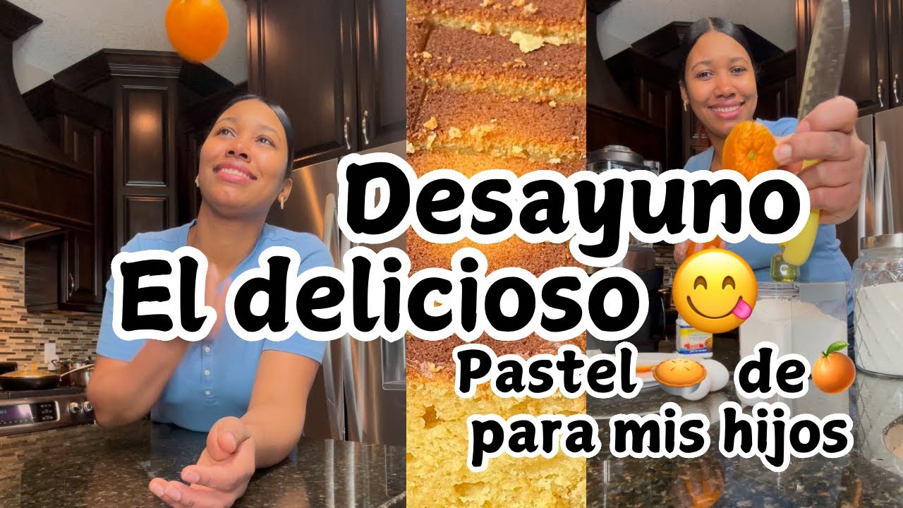 Un día frío. Llevo a mi hijo a la escuela, hacemos el delicioso, desayuno y pastel de naranja