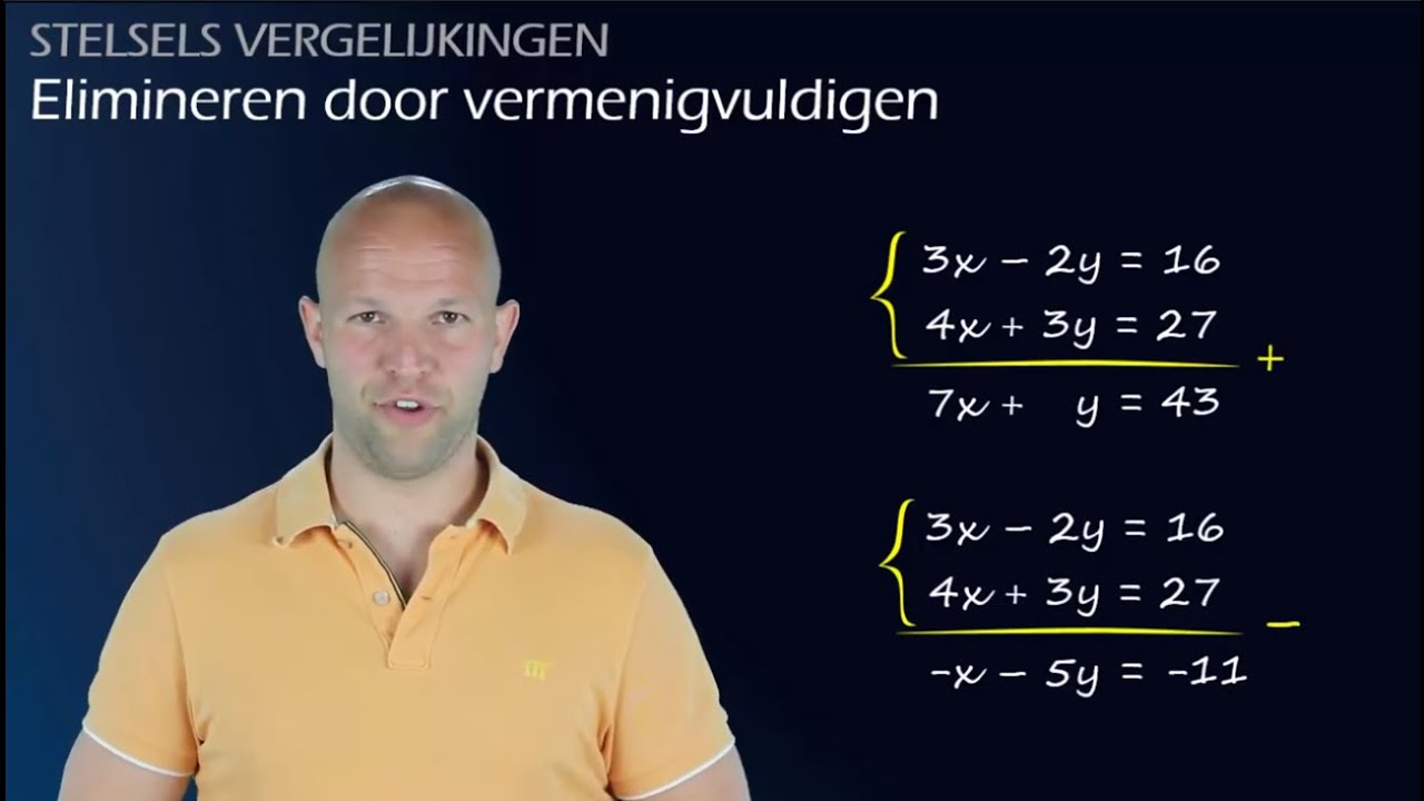 Elimineren door vermenigvuldigen bij stelsels vergelijkingen (havo/vwo B) - WiskundeAcademie