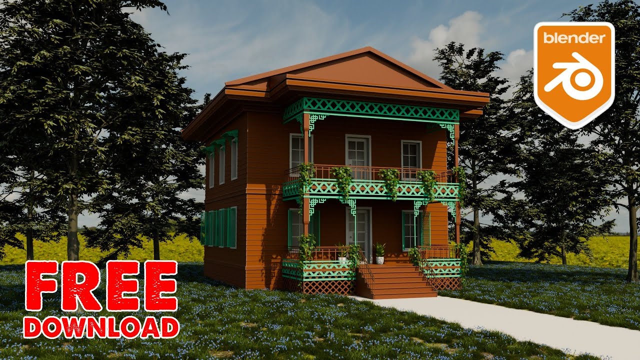 Lowpoly Wood House Modeling in Blender / Tutorial / Speed Modeling