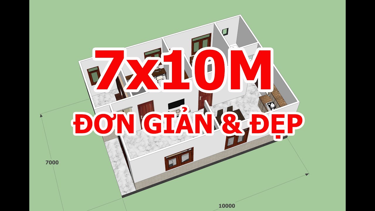 GỢI Ý BỐ TRÍ NHÀ CẤP 4 7x10M 2 PHÒNG NGỦ ĐƠN GIẢN ĐẸP | KIẾN TRÚC NHÀ VIỆT