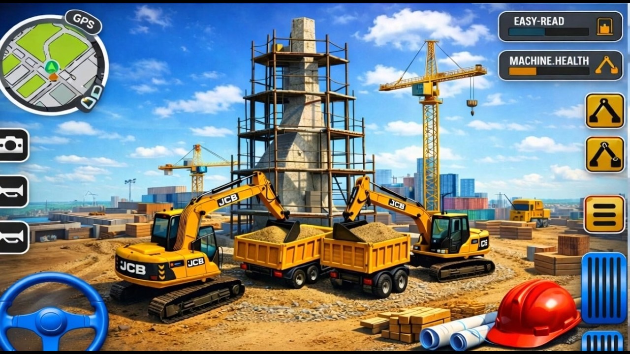 Excavator Simulator Gameplay | Heavy Machines Build a Tower 🏗️  (Live streaming )