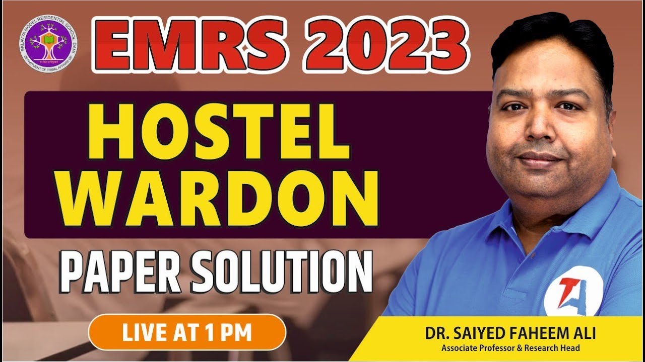 EMRS HOSTEL WARDON PAPER SOLUTION I EMRS EXAM 2023 I EMRS HOSTEL WARDON ANSWER KEY