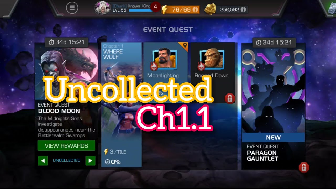 Marvel contest of champions | Mcoc new event | side quest uncollected ch 1.1 explore October 2023
