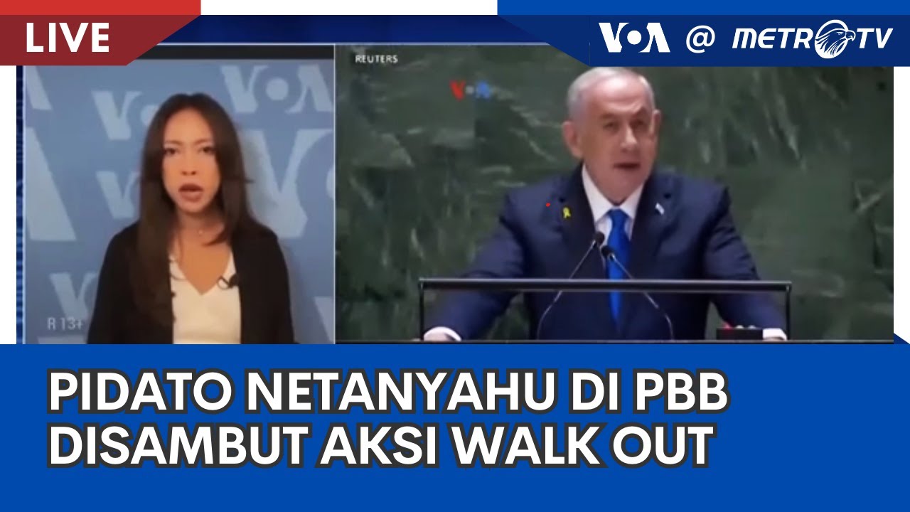 Laporan VOA untuk Metro TV: Delegasi Sejumlah Negara Walk Out Saat Pidato Netanyahu di PBB