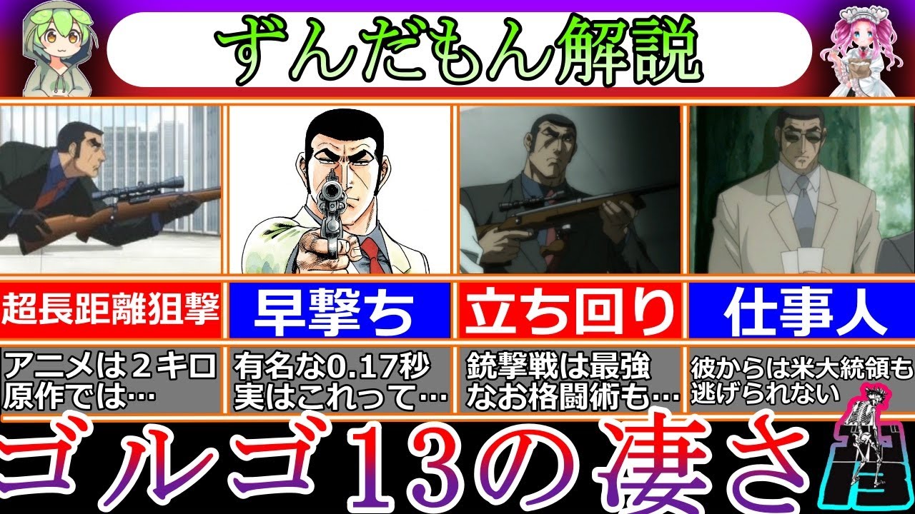 死神と言われる男。【ゴルゴ13】超A級スナイパーで、現代戦最強の男の凄さを解説！さらに特殊な狙撃シーンを厳選して紹介！【デューク・東郷】ずんだもん解説・ゆっくりアニメ解説