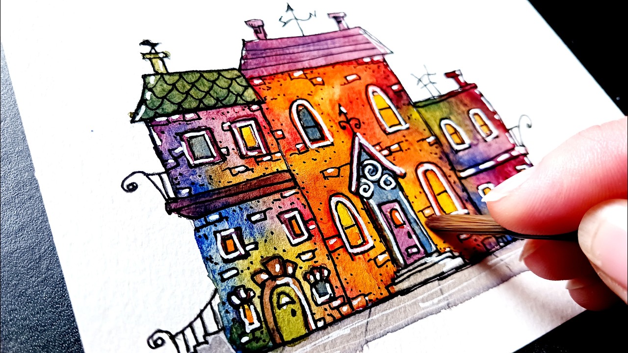 Rowhouses | Step-by-Step Watercolor Tutorial