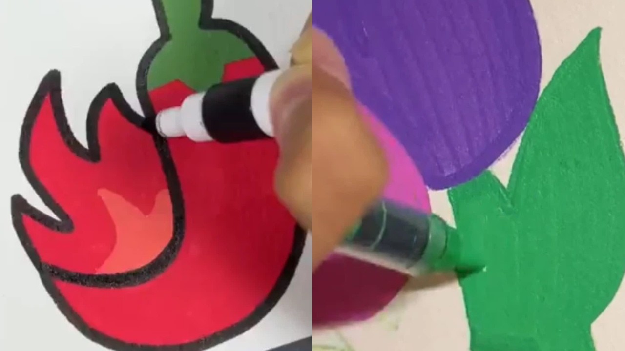 ASMR  Immersive Flower Painting with Acrylic Markers #Sleep #Painting #Relaxation