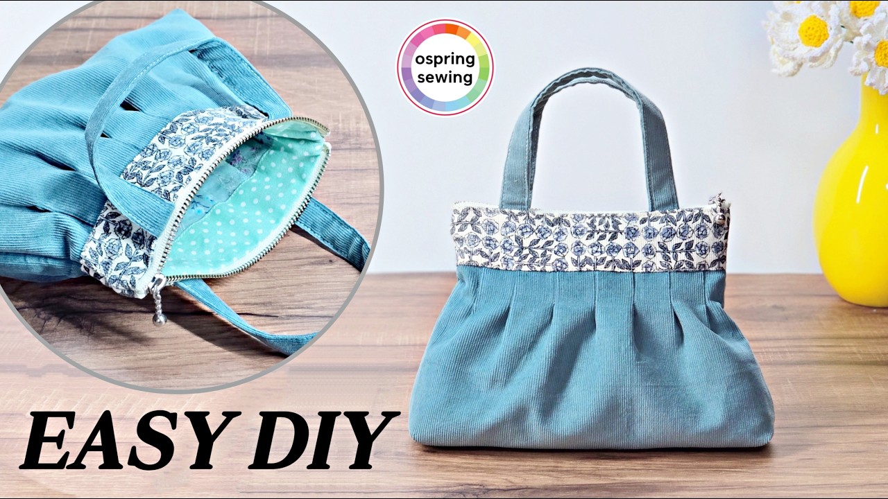How to Sew a Pleated Zipper Pouch / Mini Handbag / Easy DIY Gift Idea 💖 ospring sewing