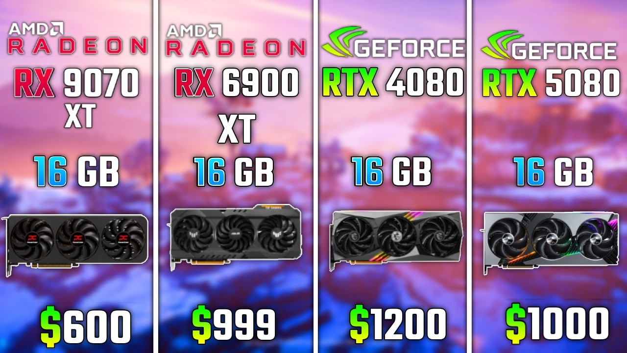 RX 9070 XT vs RX 6900 XT vs RTX 4080 vs RTX 5080 | Test in 6 Games