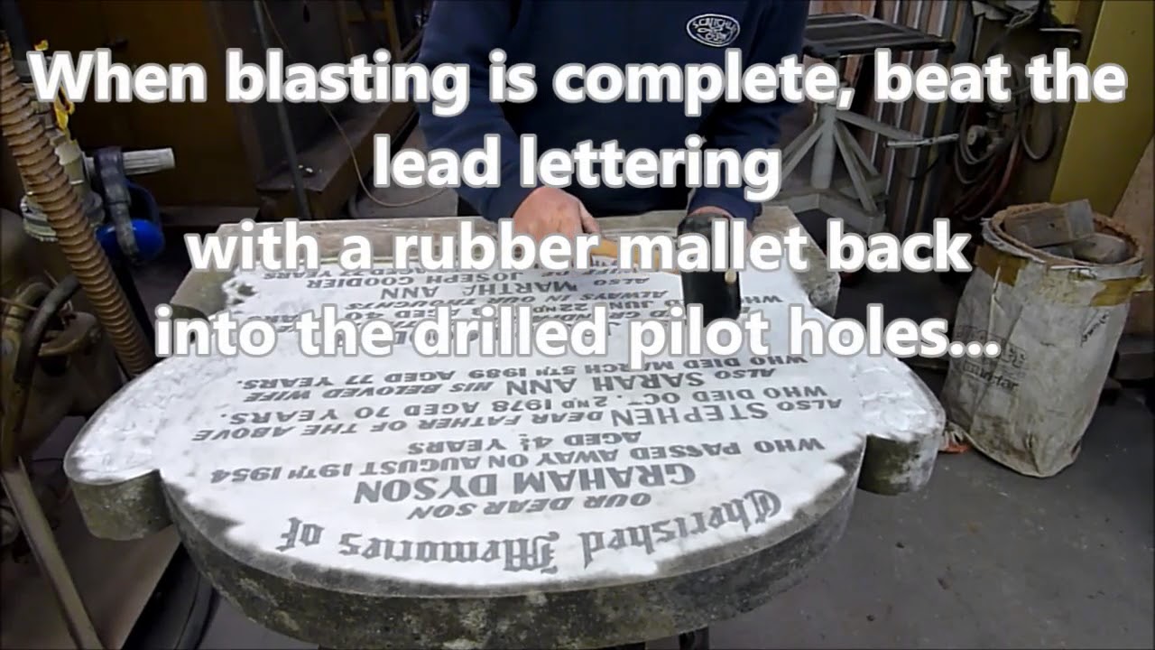 Cleaning a Marble Memorial with Lead Lettering by Dustless Sandblasting