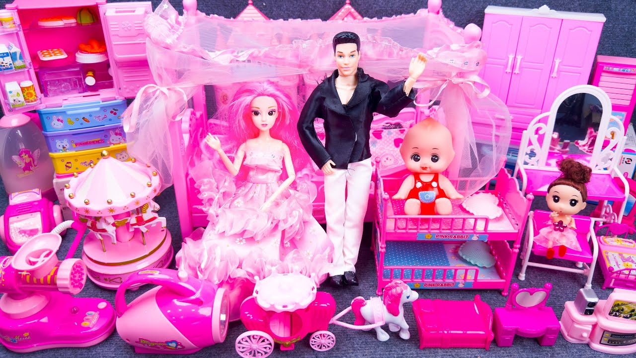 18 Minutes Satisfying With Unboxing Cute Barbie Princess Bedroom Dress Up Playset Review Toys ASMR