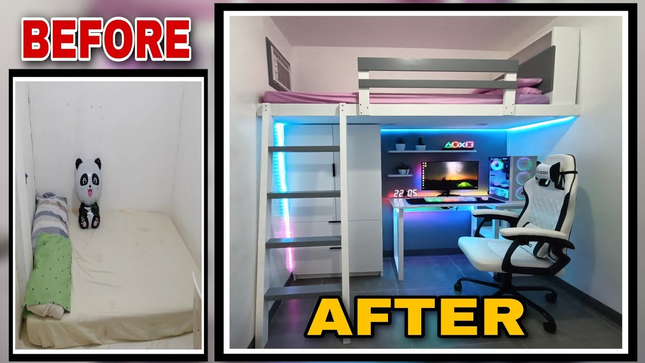 5 SQM ROOM TRANSFORMATION with LOFT BED GAMING SET UP | Full Episode Room Make Over |Minimalist Room