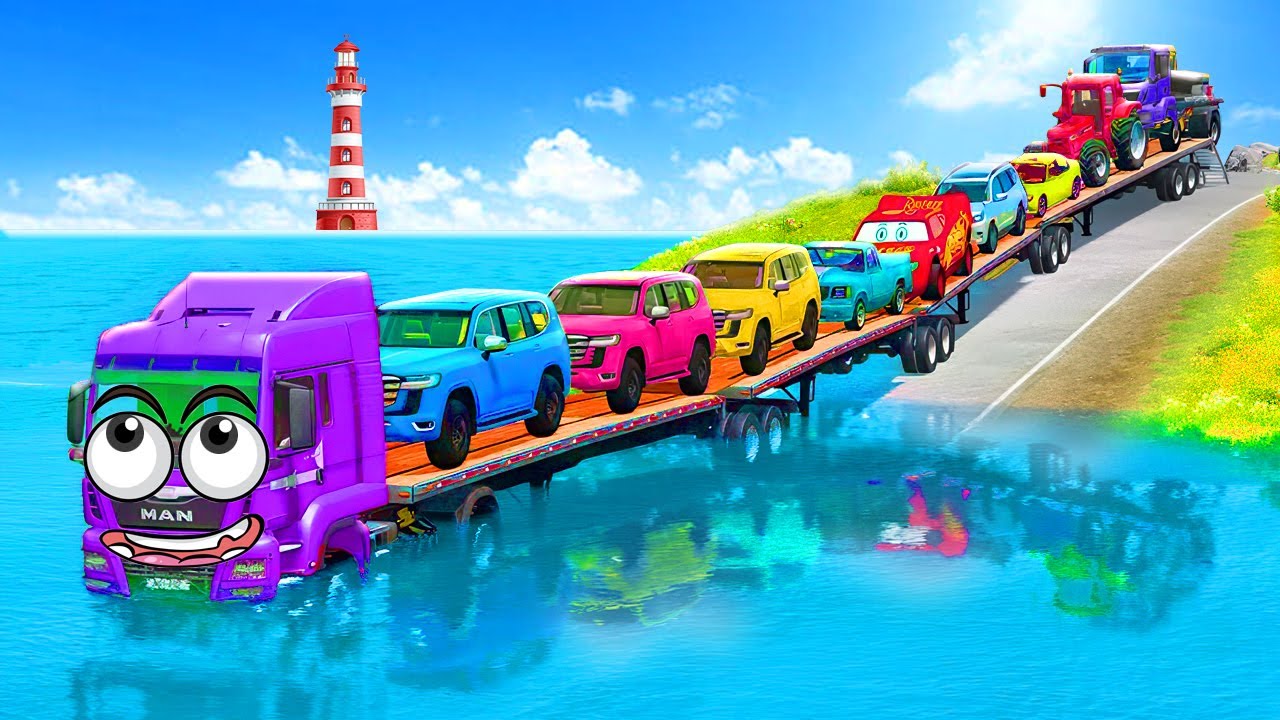 Car Transport vs Reversed Speed Bumps – Cargo Shifts, Chain Collisions – BeamNG.DRIVE Part 7. 😱