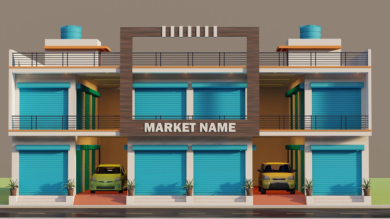 60x40 24 Shop Market Design,Duplex Shop Elevation,AtoZ House Design