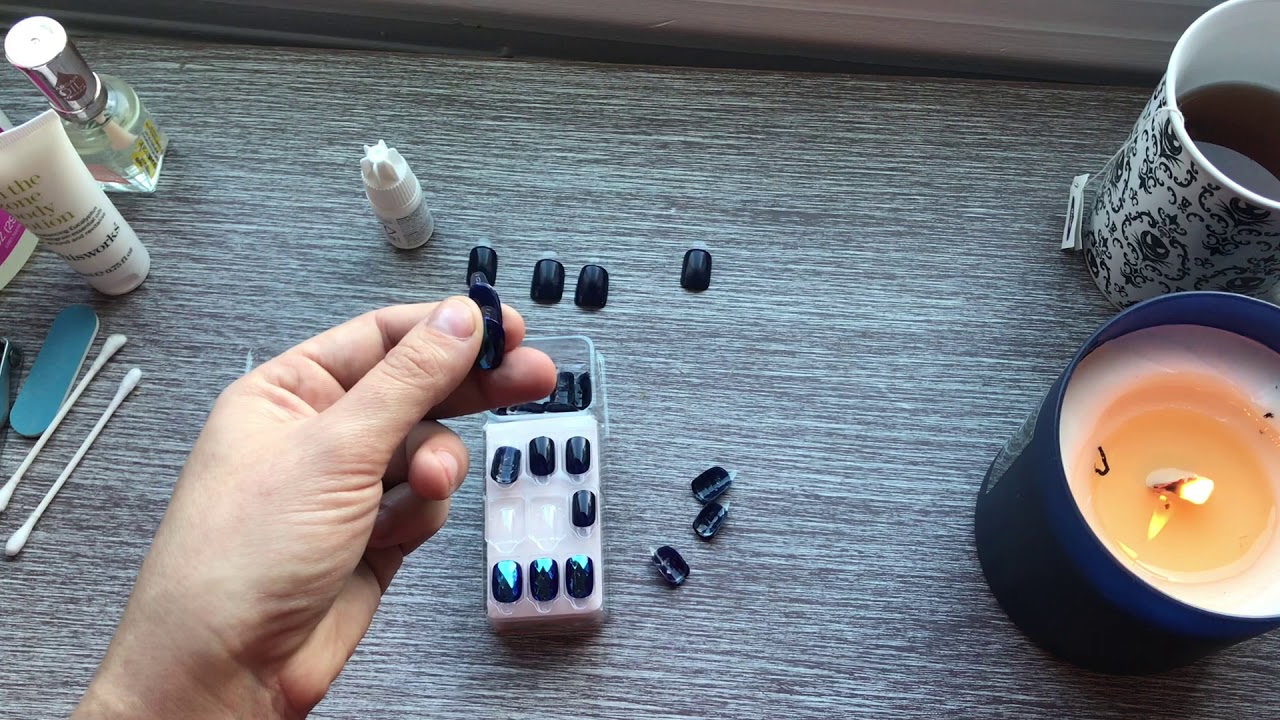 Doing my fake nails ASMR - gum chewing, no talking