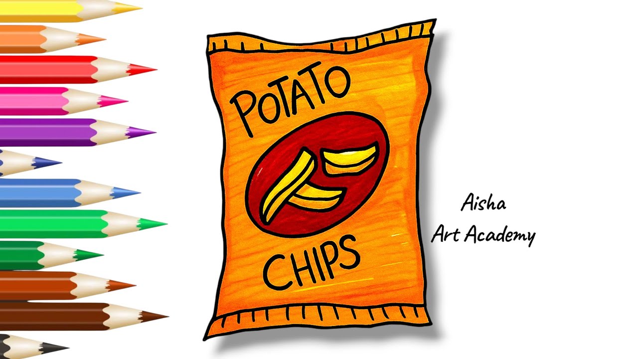 Potato Chips Drawing for kids and beginners/ Easy Drawing tutorial Step by step 