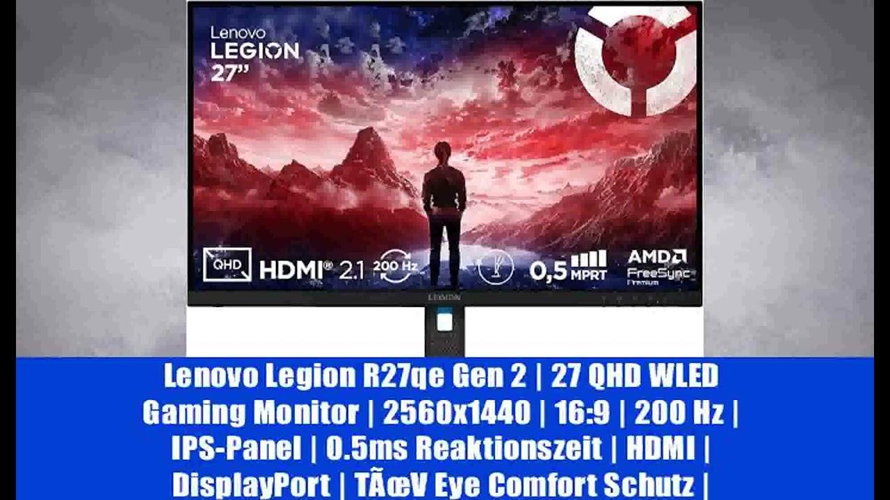 Lenovo Legion R27qe Gen 2 | 27 QHD WLED Gaming Monitor | 2560x1440 | 16:9 | 200 Hz | IPS-Panel |