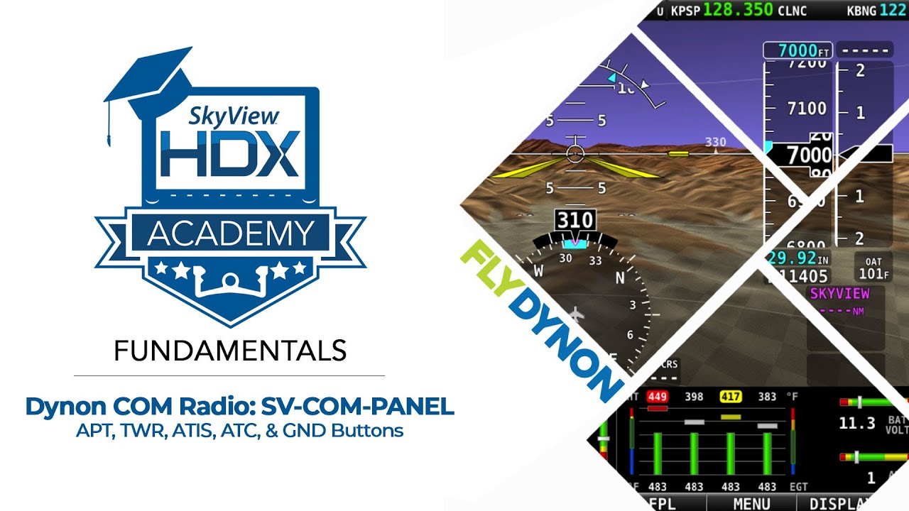 Dynon COM Radio: SV-COM-PANEL Buttons | SkyView HDX Academy