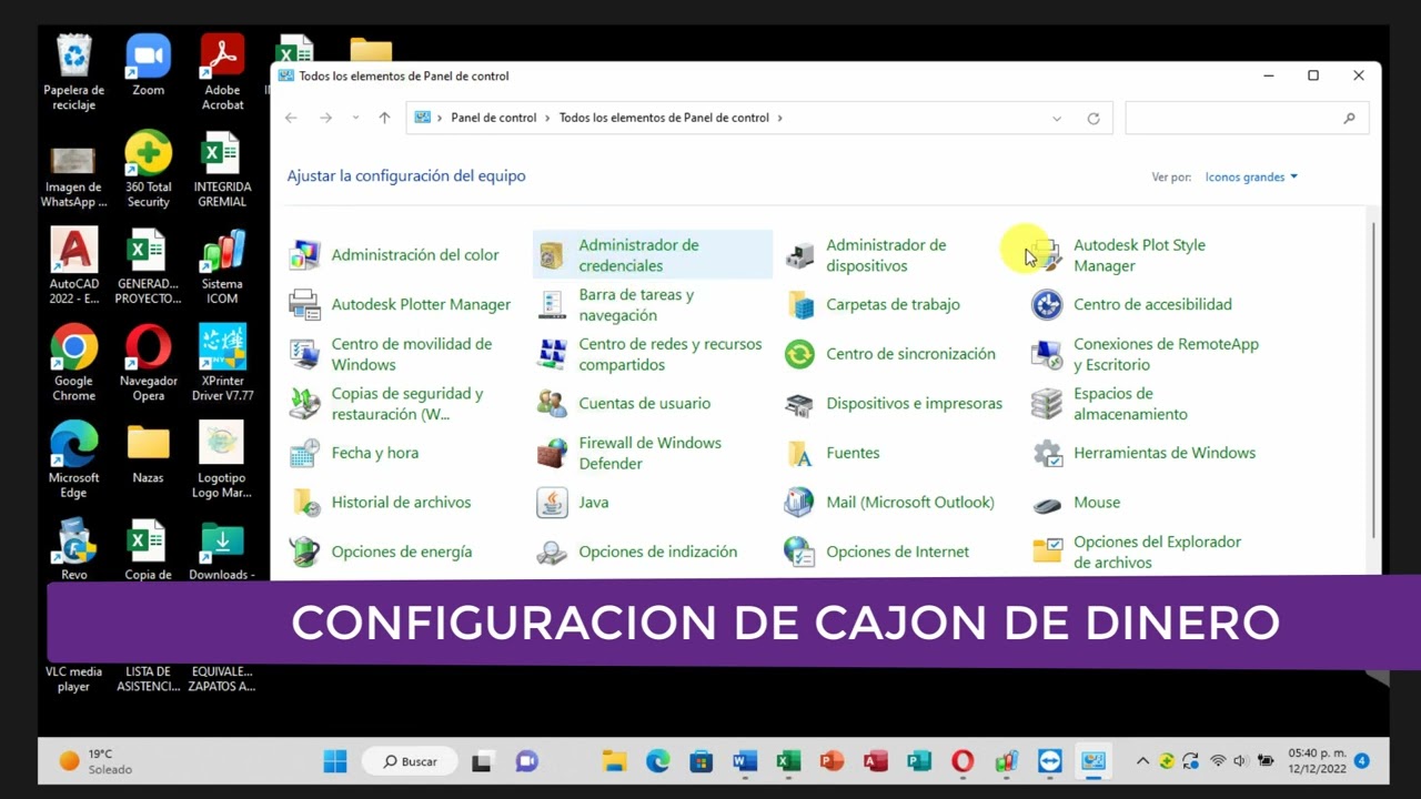 Abrir cajón de dinero, configurar impresora de tickets