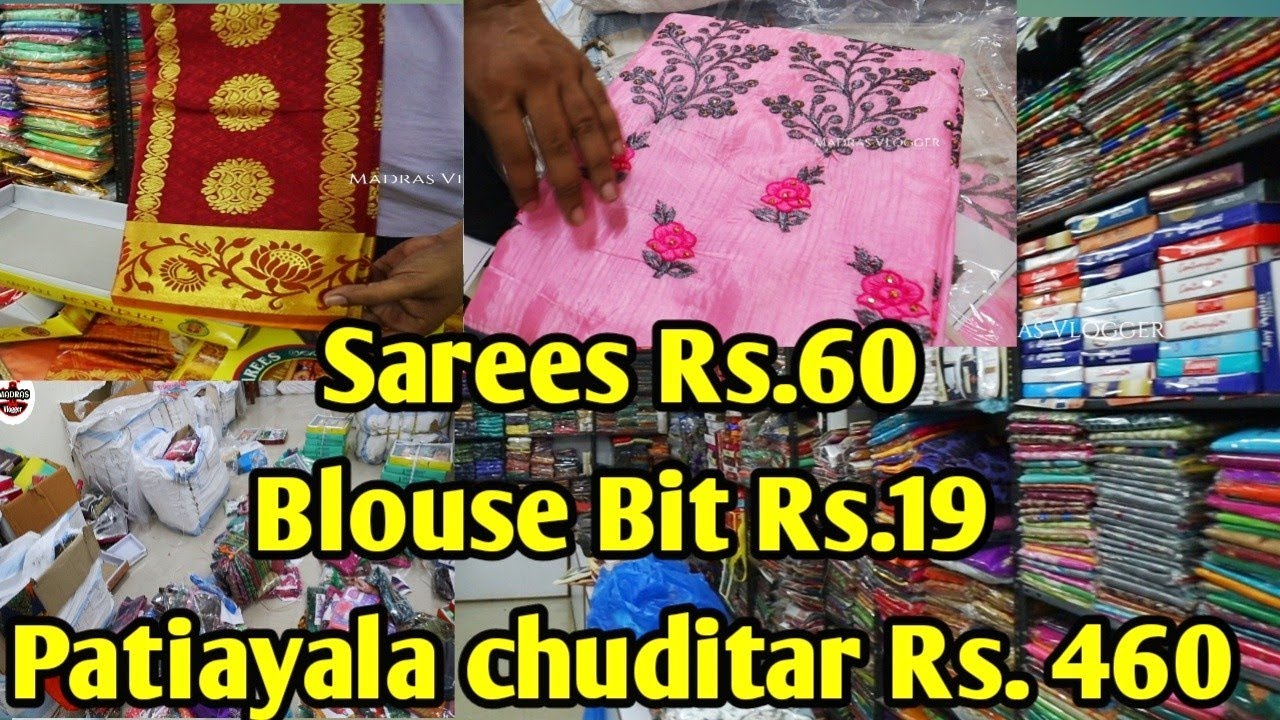 Rs60 Sarees, Rs19 Blouse Bit, Wholesale Shop Old Washermenpet Chennai,Online Shopping,madras vlogger